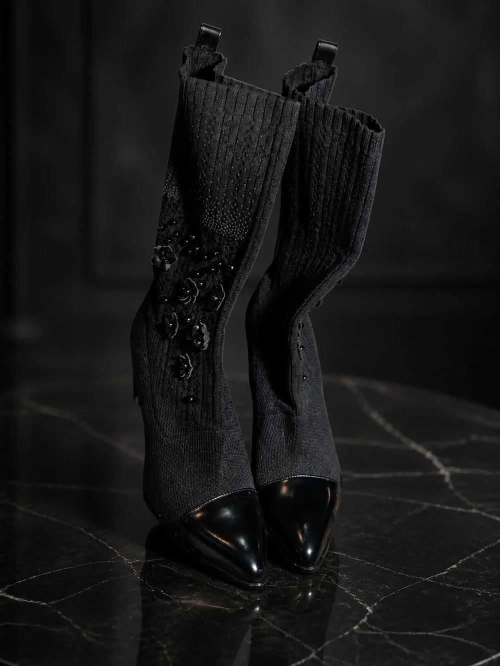 Stuart Weitzman Sockhop Embellished Knit Sock Boot Size 8